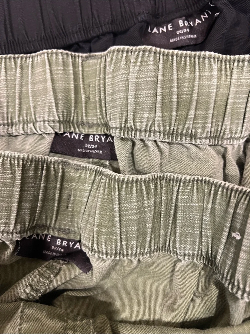 (3 pairs) Lane Bryant (1 Black and 2 Olive) Women's Casual Shorts